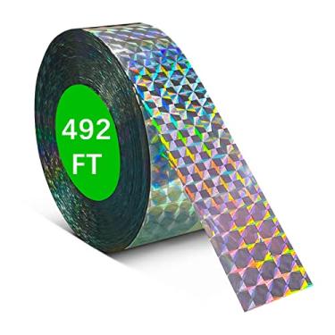 Imagem de [492FT] Fita reflexiva eficaz para sustos de pássaros, acessórios de decoração para festas de jardim de cerca em casa, acessórios de decoração, fita dupla face para pombos, falcão, pica-paus, gansos, 1 rolo