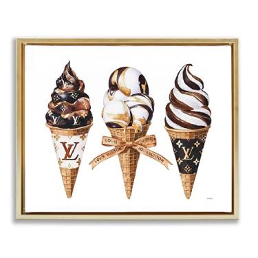 Imagem de Stupell Industries Cones de sorvete glamorosos de chocolate com moldura dourada design de arte de parede por Amanda Greenwood, 25 x 31