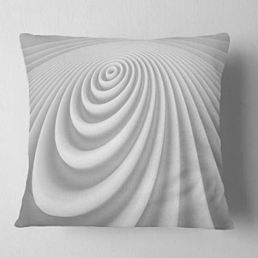 Imagem de Designart Fractal Arredondado Branco 3D Sala de Estar, Sofá, Almofada de Alta Qualidade + Capa de Almofada Estampada em ambos os lados 40,64 cm x 40,64 cm