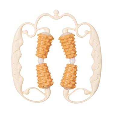 Imagem de predolo Rolo muscular portátil, rolo de massagem para celulite, ferramenta de massagem para fáscia com 4 rodas para músculos, treinamento corporal e braços, Bege