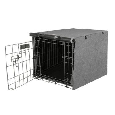 Imagem de Dog Crate Cover Seiyierr para caixa de 24 polegadas, poliéster, cinza