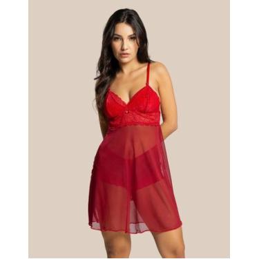 Imagem de Camisola Tule Com Renda Acompanha Calessom Feminino Adulto - Atacadão 