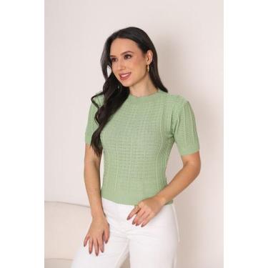 Imagem de Blusa T-Shirt Feminina Modal em Tricô Manga Curta Casual Elegante - Vi
