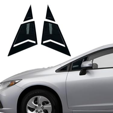 Imagem de XYHGM Persianas Para Janelas, Acabamentos De Persianas, Acessórios Externos, 4 Peças (Preto Brilhante) Honda Civic Sedan 9ª Geração 2012, 2013, 2014, 2015