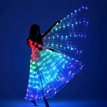 Imagem de Asas de fada de anjo com LED que acendem com asas de borboleta, capa leve de dança do ventre, fantasias de dança do ventre, asas para adultos, crianças, show de palco, carnaval, Natal (modelo adulto