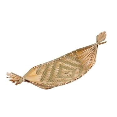 Imagem de Cesta de bambu tecida à mão, organizador criativo para decoração de casa, barco amarelo, barco de amendoim, barco verde(Green Large)