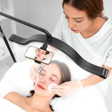 Imagem de Luz De Chão Led Meia Lua Para Extensões De Cílios Luz Dobrável Meia Lua Para Cílios Brilho Ajustável & Altura & Quente Para Tatuadores Técnicos De Unhas Esteticistas, Black