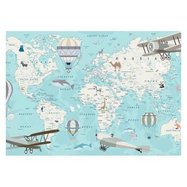 Imagem de Papel de Parede Adesivo Infantil Mapa Mundi Quarto Bebe - 768pcp - All