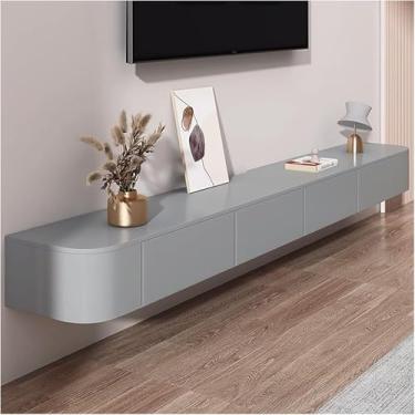 Imagem de Suporte De Tv Flutuante De 140cm Montado Na Parede, Centro De Entretenimento Com Gerenciamento De Cabos, Console De Mídia Com Armazenamento Para Sala De Estar E Quarto, White, 180x24x20cm