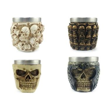 Imagem de Kit 4 Copos Shot Dose Colecionável Decorativo  Em Aço Inox Resina Para