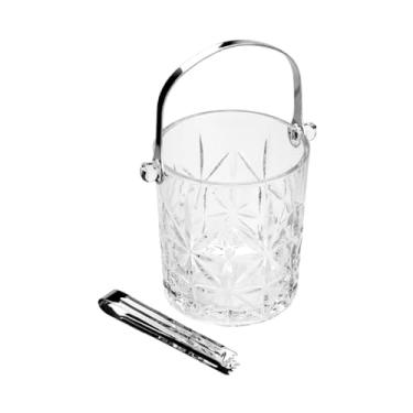 Imagem de WOLFF - Balde para Gelo de Vidro com Alça e Pegador Romano 15cm x 13cm x 14cm - 1L