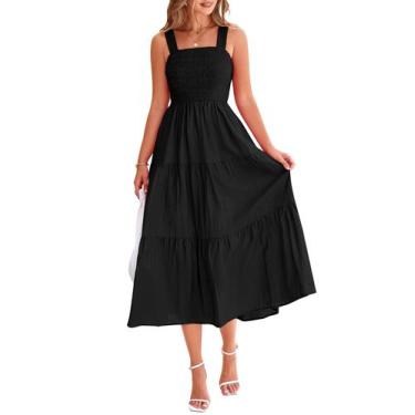 Imagem de Vestido feminino PRETTYGARDEN com blusa midi, verão, preto, tamanho GG