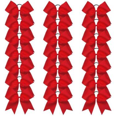 Imagem de Laços de torcida Oaoleer 21 peças de 20 cm, laço vermelho Jumbo Cheerl