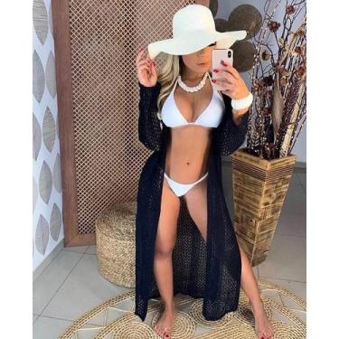 Imagem de Saída de Praia Longa Moda Verão Luxo - Free Star, Preto, Único