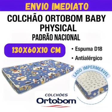 Imagem de Colchão Ortobom Berço de Bebê Padrão Nacional 60x130x10 cm Baby Physic