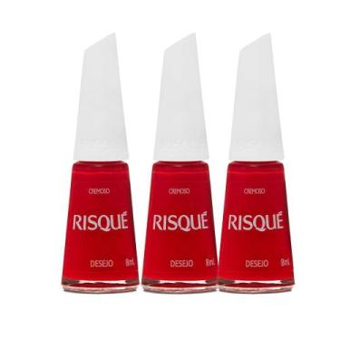 Imagem de Kit 3 Esmalte Risque Cor Desejo Hipoalergênico com 8ml - Risqué