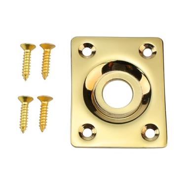 Imagem de OVSAL Placa de soquete de base plana de aço inoxidável base plana placa de saída retangular compatível com LP Les Paul TL Tele Telecaster peças de reposição para guitarra elétrica (ouro a vácuo)