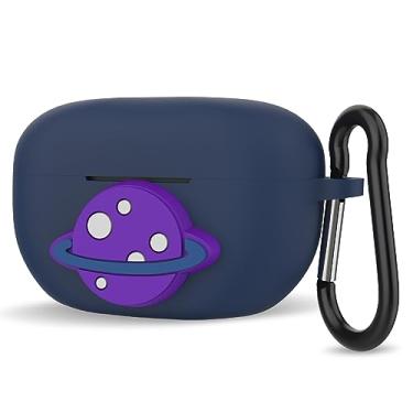 Imagem de Geekria Capa de silicone compatível com fones de ouvido sem fio Sony WF-1000XM5 verdadeiros, capa protetora para fones de ouvido com gancho para chaveiro, porta de carregamento acessível (azul)