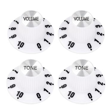 Imagem de Banworks Botões de controle de guitarra métricos 18 estrias, 2 tons, 2 volumes, botões de velocidade, botões de alumínio para chapéu de bruxa 6 mm (15/162.6 cm) para guitarras elétricas Epiphone Les