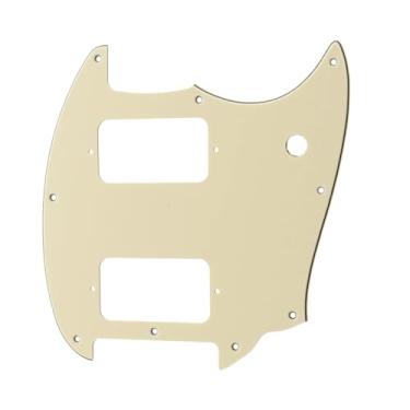 Imagem de ROZILO Pickguard de guitarra Cream 3 Ply HH 9 furos de canto redondo 2 Humbuckers compatíveis com guitarra elétrica Mustang Squier Bullet Series