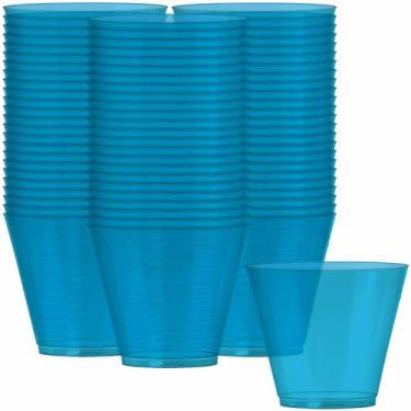 Imagem de Amscan Copo de plástico descartável, tamanho único, azul