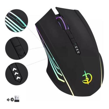 Imagem de Mouse Sem Fio Bluetooth Recarregável Gamer Ergonômico 2.4G