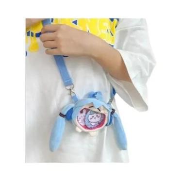 Imagem de Mochila De Pelúcia Rosa Hatsune Miku Com Boca Grande Para Armazenament