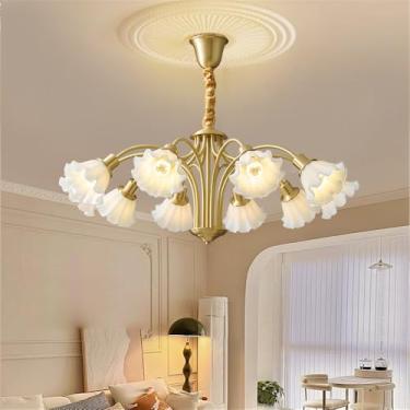 Imagem de Lâmpada Pingente Candelabro LED De Latão Com Estilo Luxuoso Americano E Retro: Design Criativo Para Sala De Estar, Restaurante, Quarto, Estudo, Villa, Hotel E Café (B 10 luzes)