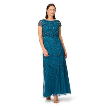 Imagem de Adrianna Papell Vestido longo feminino com miçangas, Safira azul-petróleo, 38