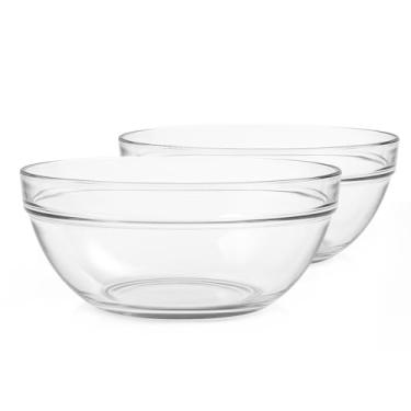 Imagem de kit 2 potes vidro 2,2 L bowl tigela tropical redonda cozinha servir saladeira sobremesa multiuso