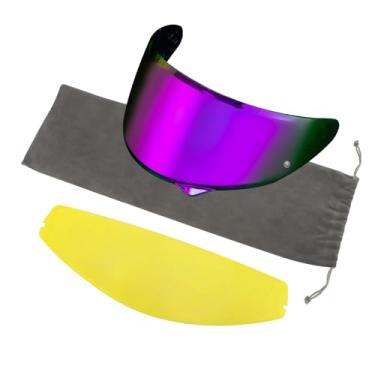 Imagem de PSLER Viseira C10 com filme antiembaçamento - Viseira colorida C10 HJ-34P Viseira para capacete pronto para pinlock para C10 HJ-34P, filme anti-embaçamento + viseira roxa profunda