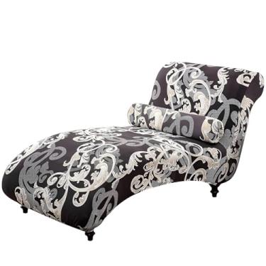 Imagem de XYDHQS Capa para espreguiçadeira sem braços, capa para espreguiçadeira elástica, capa estampada para espreguiçadeira, lavável na máquina para sala de estar e quarto (preto + branco)