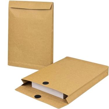 Imagem de Neehows Pacote com 15 envelopes Kraft grandes expansíveis, envelopes grandes de 33 cm x 23,6 cm, com fecho de gancho e laço, catálogo, envelopes para escritório, escritório, documentos, armazenamento