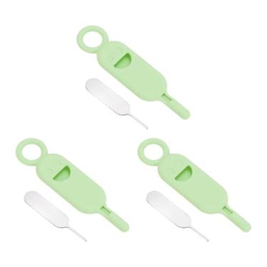 Imagem de PATIKIL Ferramenta de remoção de suporte de cartão SIM, 3 pinos de cartão SIM, abridor de agulha, bandeja ejetora, pinos de ejeção para telefones celulares, tablets, roteadores, verde