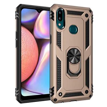 Imagem de SORAKA Capa para Samsung Galaxy A10s com suporte de anel capa protetora para Samsung Galaxy A10s capa traseira de policarbonato rígido com placa de metal para suporte magnético de telefone carro