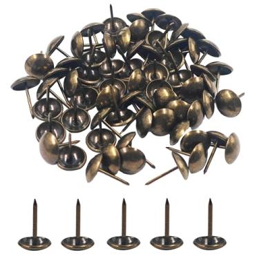 Imagem de STFRBTH 200 peças de 14 x 20 mm, pregos decorativos para móveis, tachas de polegar de bronze de cabeça redonda para sofá, cadeira, quadro de cortiça, projetos DIY
