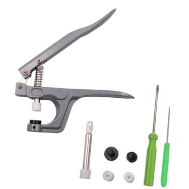 Imagem de IEUDNS Manual de ferramentas de fecho de pressão para T5 T8 Snaps Press Punching Snaps Button Setting Tool Clothing Women Installer Snap Alicate, Cinza Prateado
