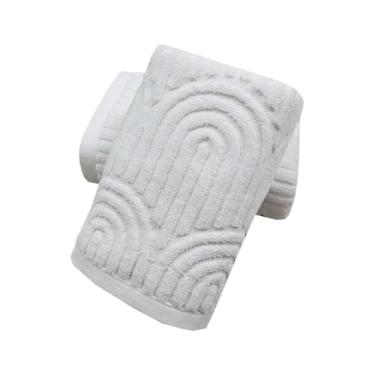 Imagem de USTIDE Conjunto de toalhas de mão brancas com 2 toalhas de rosto listradas, 100% algodão, super macias, altamente absorventes para hotel, banheiro, cozinha