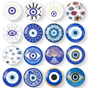 Imagem de MORCART 16 peças Ímãs de olho turco para geladeira lindos ímãs decorativos para geladeira quadro branco armário escritório cozinha lousa