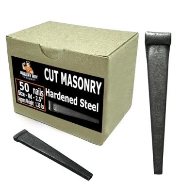 Imagem de 6,35 cm - Pregos de alvenaria de concreto endurecido com corte 8d para bloco de concreto, paredes de concreto, placa de cimento - 0,6 kg - Quantidade 50