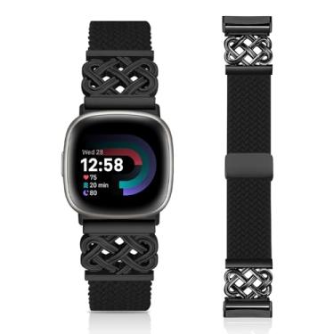 Imagem de Chinber Pulseira trançada compatível com Fitbit Versa 4 para mulheres/Versa 3/Sense 1/Sense 2, pulseira de nylon com fecho magnético e tiras de fivela interloque para Fitbit Versa4/3/Sense1/2