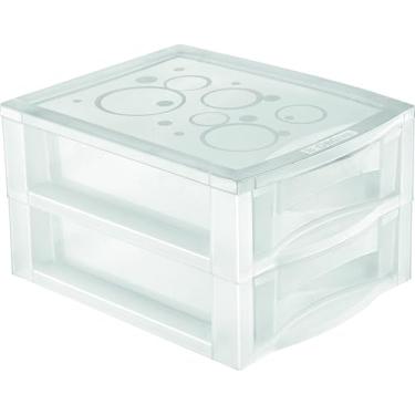 Imagem de Ordene - Gaveteiro Plástico Pequeno com 2 Gavetas, Cor Cristal, Linha Bel, Ordene