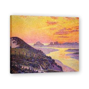 Imagem de Pôr do sol em AmbletsuseThéo van Rysselberghe: Impressão em tela neoimpressionista belga chave 70 x 91 cm emoldurada