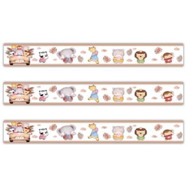Imagem de Faixa Decorativa Papel Parede Infantil Animais Carro - SHD Soleil Home
