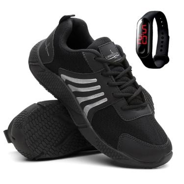Imagem de Kit Tênis Para Treino Corrida Caminhada Academia Masculino Super Leve Relógio-Masculino