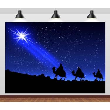 Imagem de Loccor Tecido de 3 x 2,4 m, cenário de presépio no deserto, três homens sábios, viagem a Belém, fundo do nascimento de Jesus, festa de Natal, Natal, igreja, religiosa, cristã, decoração de estúdio