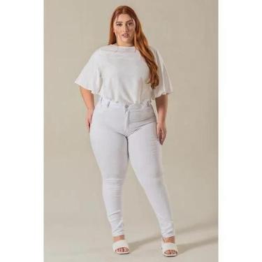 Imagem de Calça Feminina Sarja Plus Size Bivik Jeans - 73752, Branco, 50