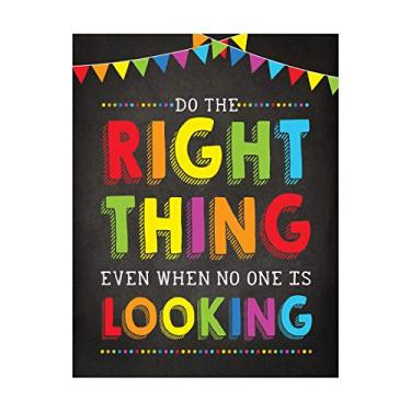 Imagem de Andaz Press Placas de pôster de parede School Classroom Homeschool Teacher Wall Art, 20 x 28 cm, Do The Right Thing Even When No One Is Looking, 1 pacote, sem moldura, citações motivacionais Teacher