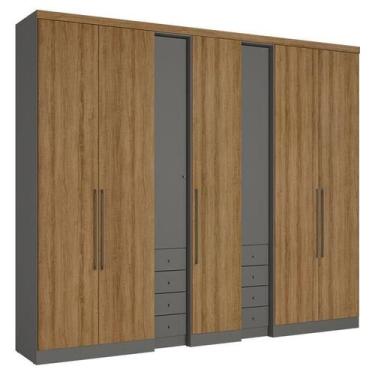 Imagem de Guarda Roupa Casal Absolut Plus 7 Portas Grafite Almendra Acetinado - 