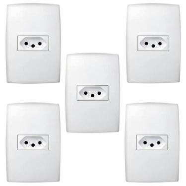 Imagem de Kit Com 5 Conjuntos Tomada Simples 10a 4x2 Pial Plus